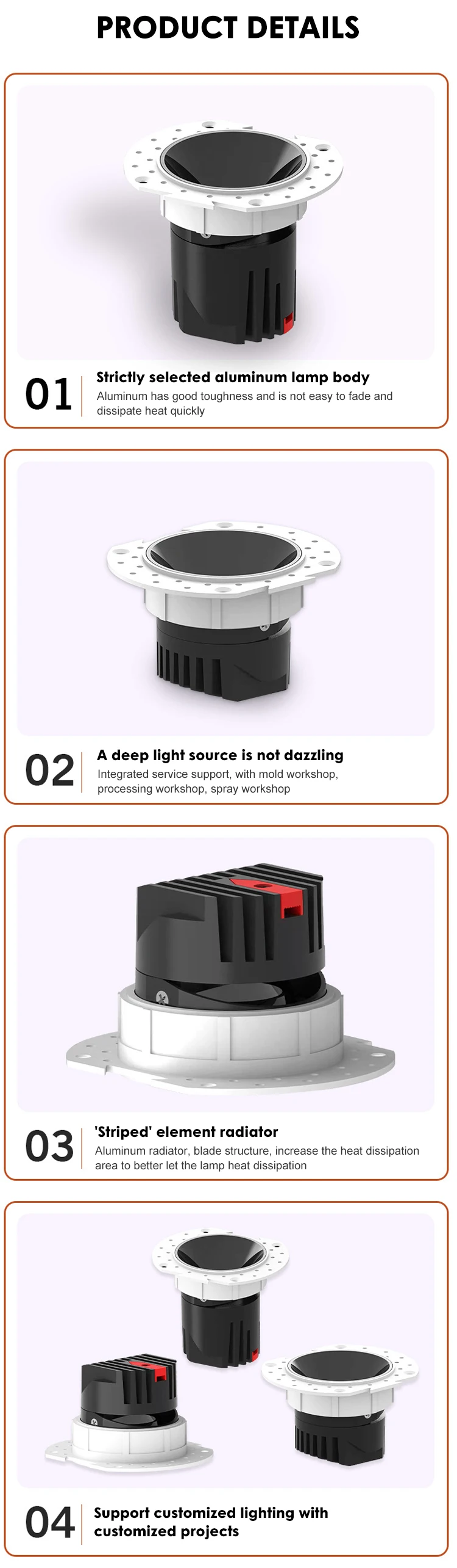 lc1072 china factory price adjustable led spotlight indoor aluminum 5 9 15 18 watt recessed ceiling downlight-4