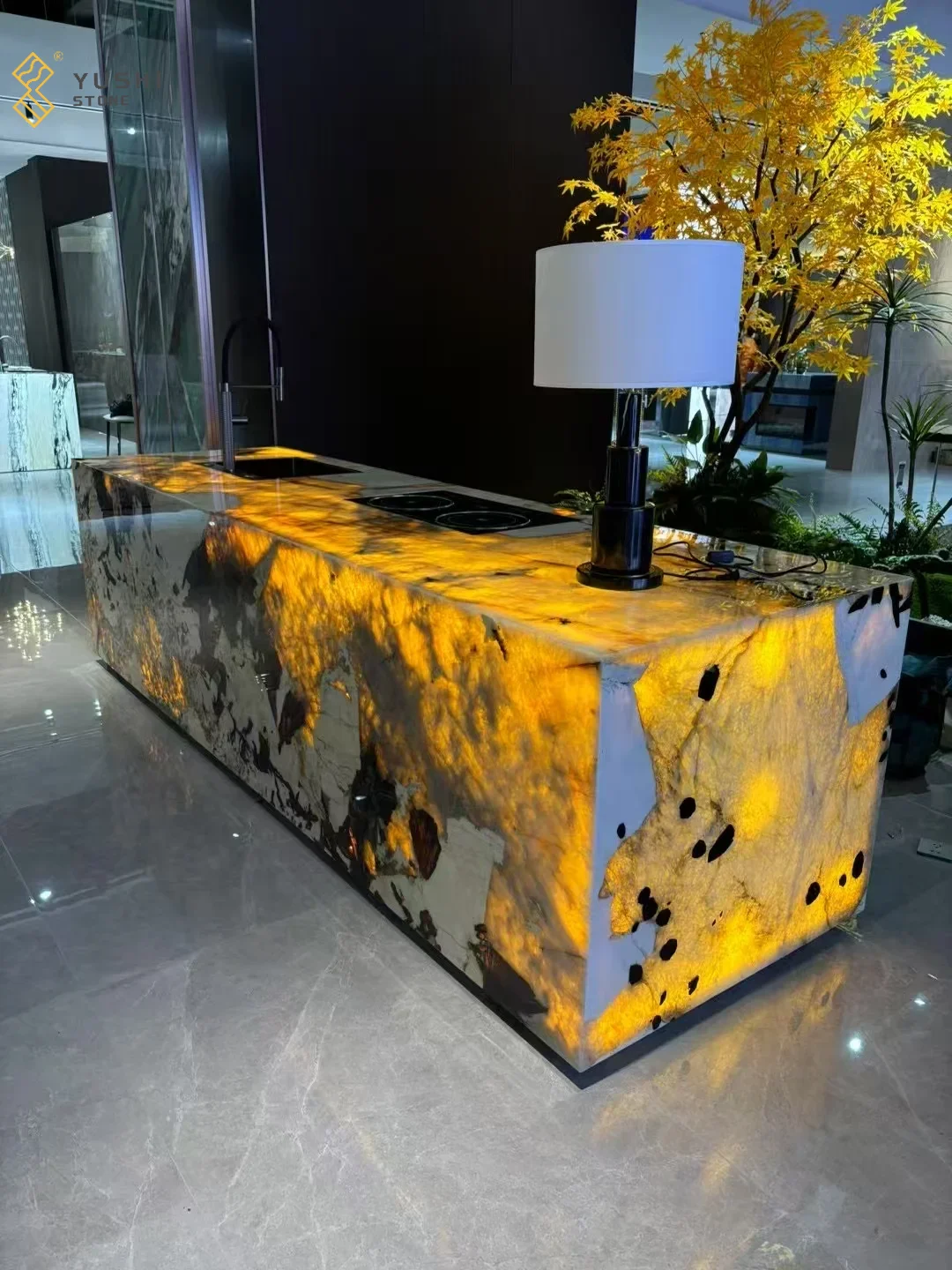 YUSHI Modern Luxurious Patagonia Natural Stone Kitchen Island Countertops Lumistone Vanity Tops Table Tops for Hotels Onsite details
