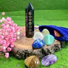 Obsidian Wholesale 7 Chakra Healing Crystal Set And 7 Chakra Obsidian Point In A Bag For Gift