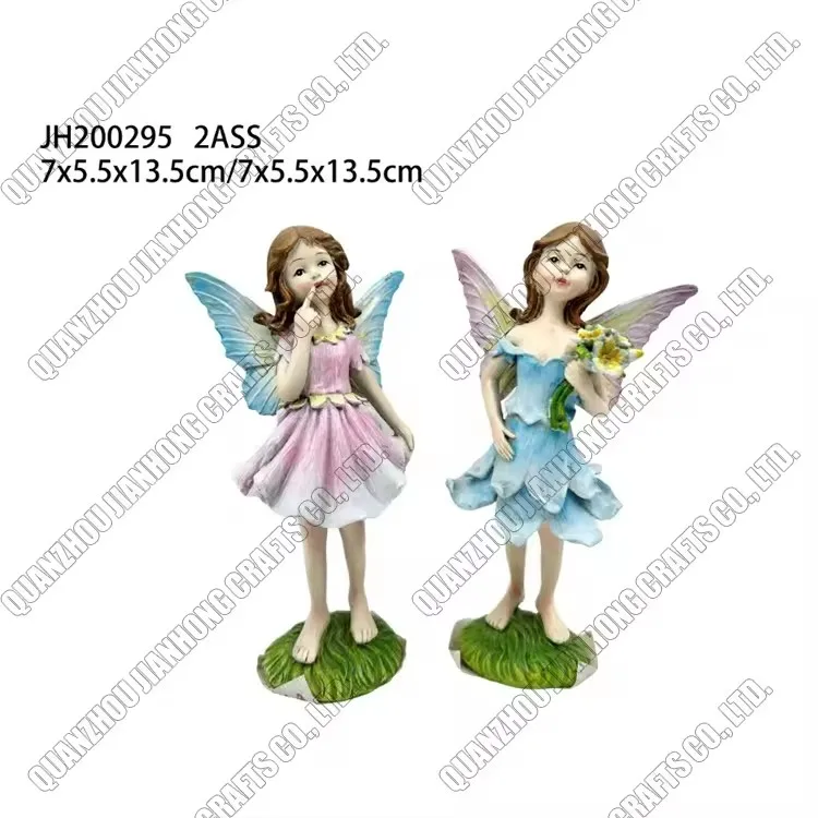 Fairy Cute Figurines Nautical Bronze Resin Sitting Garden Statue Angel with Solar Lights 