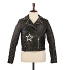 Leather Jacket Jackets Fashion Custom Made Studs And Patches Black Short Leather Motorcycle Jacket
