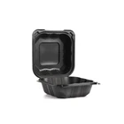 Plastic 5.5"x5.5" Premium Black Disposable Mineral Plastic To Go Food Packaging Boxes Hinged Sandwich Containers