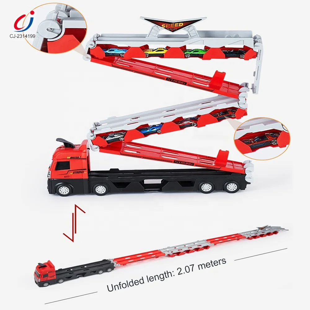 Chengji 207CM railway camiones de juguete diecast cars deformation catapult big truck ejection track folding catapult truck toy