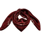 Red Scarf Hot Sale Dark Red Bandana Silk Scarf Hair Wrap Scarf 50x50CM With Machine Hem