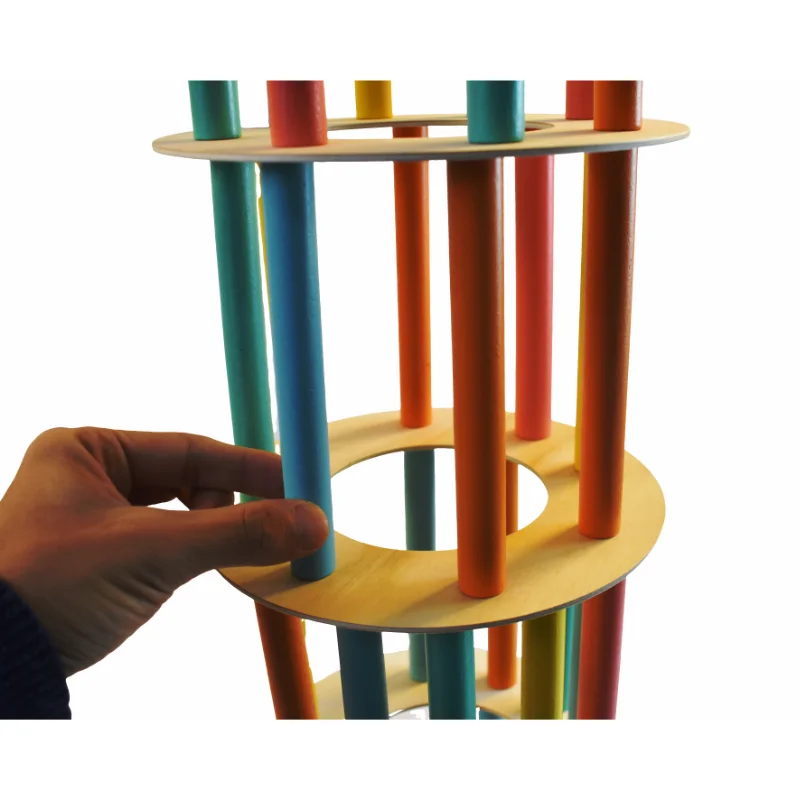 New Design Wooden Tower Stacking Game Montessori Building Blocks with Dice Toppling Leaning Tower Toy