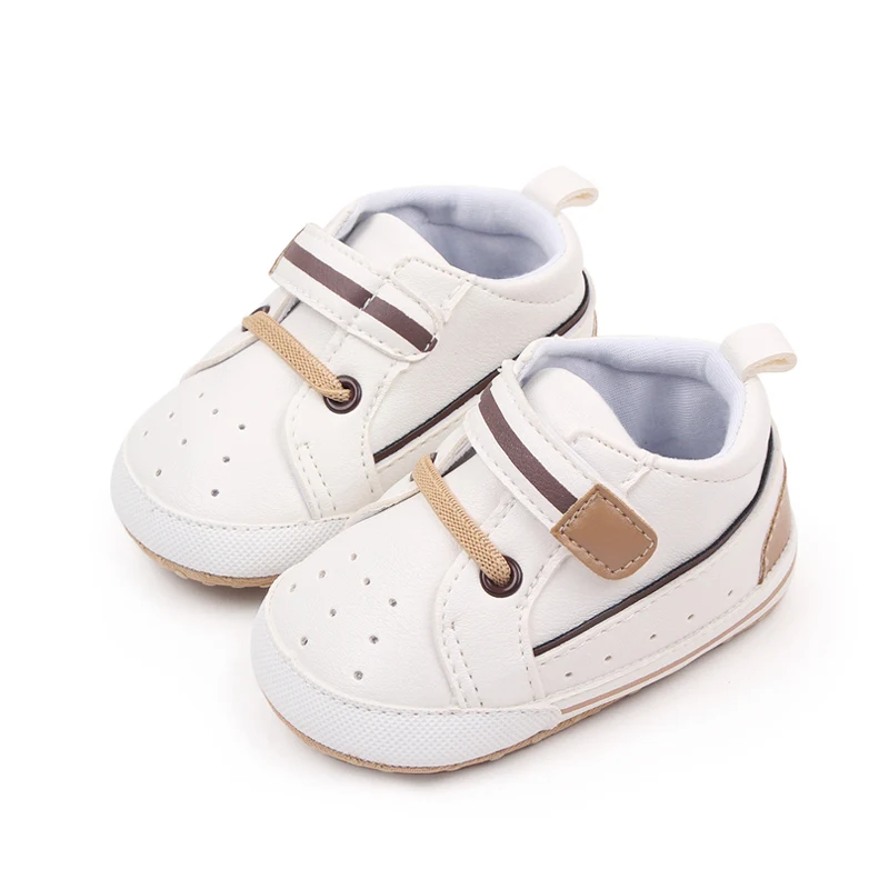 0-1 Year Old Baby Shoes White PU Leather Sports Baby Shoes Leisure Toddler Shoes Spring and Autumn manufacture