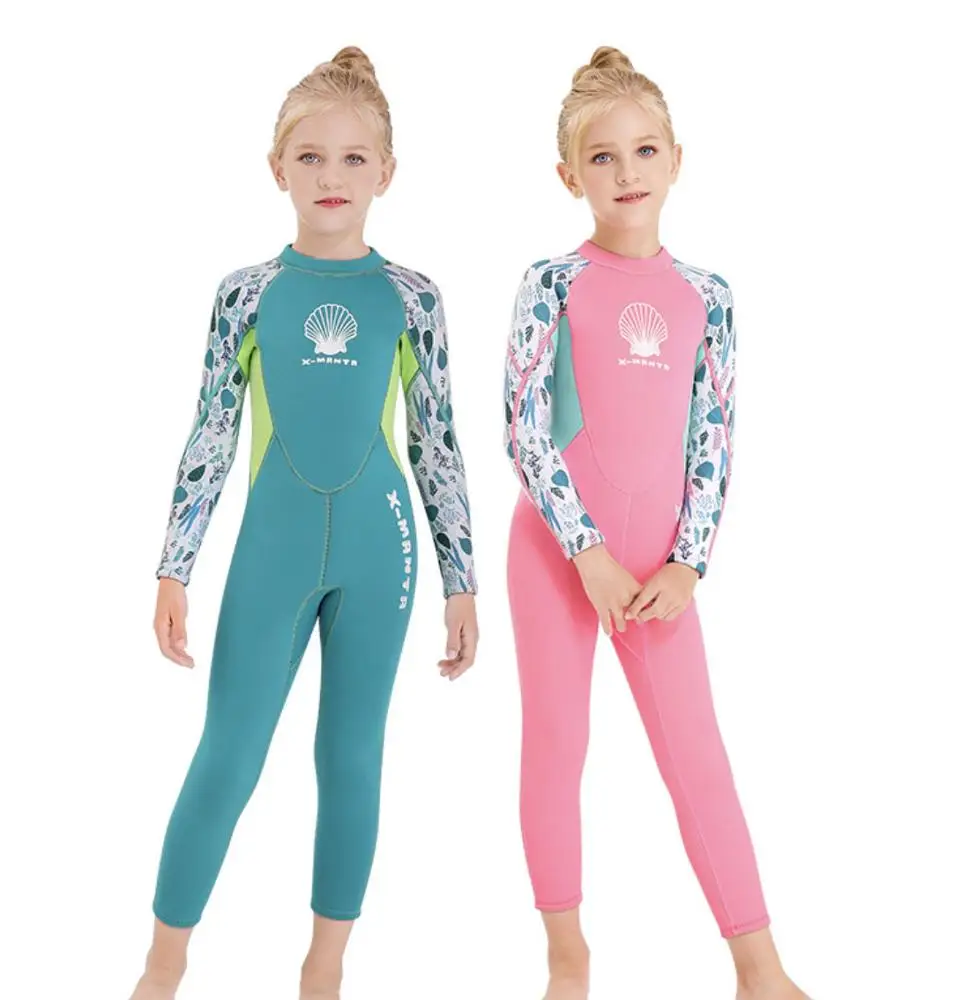 Kids 2.5mm Neoprene Long Sleeve One Piece Wetsuits Diving Thermal Warm Swimsuit 