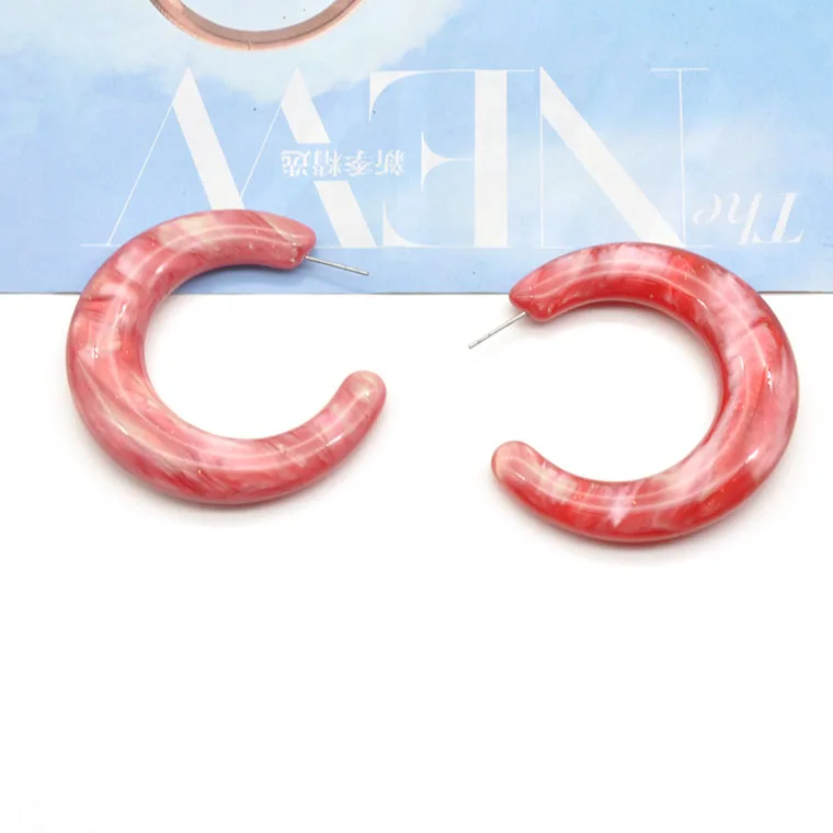 Mina factory ice cream red color thick acrylic custom hoop earrings
