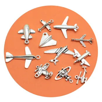 11Pcs/Lot Mixed Aircraft Airplane Charms Antique Silver Plated Plane Pendants For Crafting Jewelry Findings Making Accessory