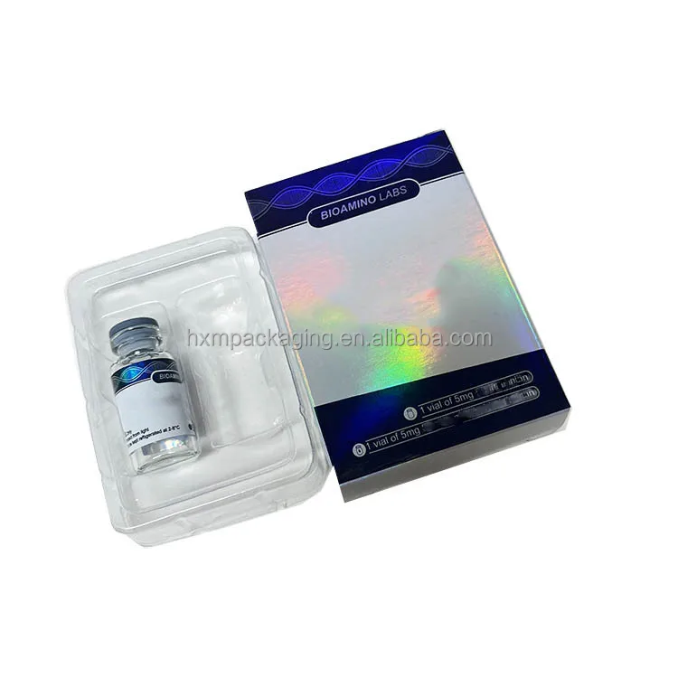 Custom Boxes Labels Hologram logo for Peptides Tirz Vials Packaging Box Label with Plastic Tray factory