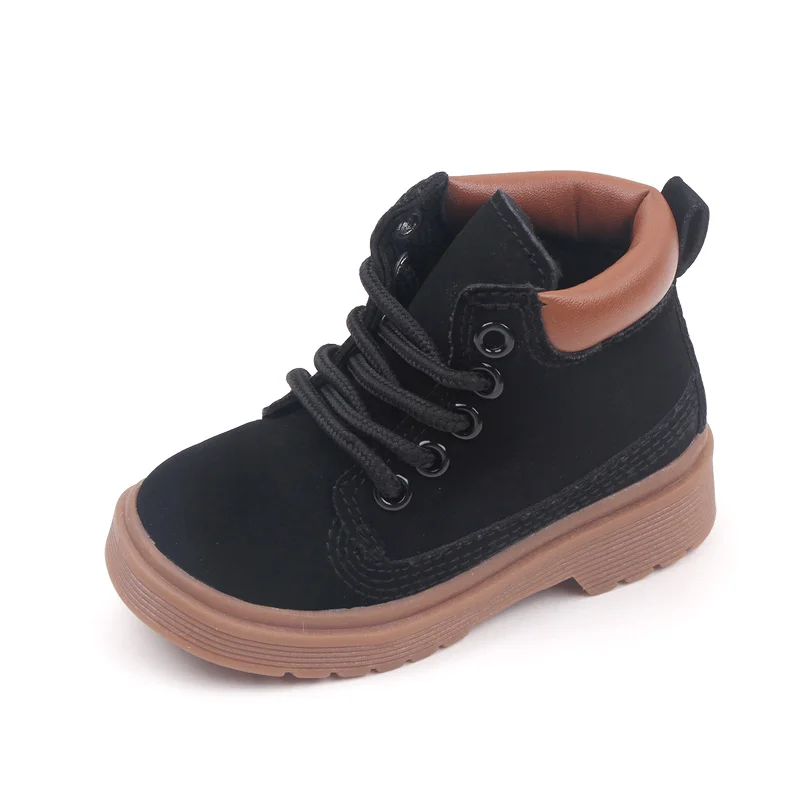 Baby Casual Solid Color British Style Baby Shoes High Top Front Lace-up Children's Shoes manufacture
