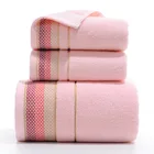 Jacquard Cotton Towel Cotton Wholesale Satin Jacquard Dobby Bordered Plain Cotton Towel Set