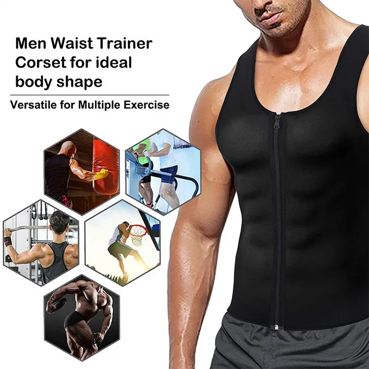 Men Sauna Suit Heat Trapping Shapewear Sweat Body Shaper Vest Slimmer  Saunasuits Compression Thermal Top Fitness Workout Shirt