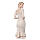 Newest Autumn Women Evening Dresses Design Knit Long Sleeve Dinner Dresses With Ruffles Hem