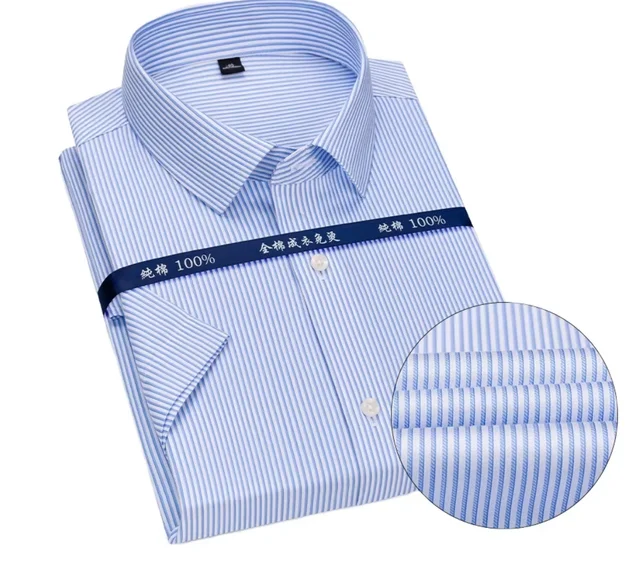 Custom Your Brand Summer Casual Business Slim Fit Square Neck Short-sleeved Office Work Dress Shirts For Men