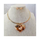 Heart Heart Shaped Golden Atmosphere With Love Pendant Golden Copper Collar Necklace Women For Birthday Gift