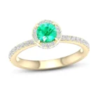 Stone Silver Silver Engagement Jewelry Green Color Fashion Round Emerald Stone 925 Sterling Silver Rhodium Plated Ring