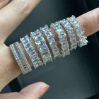 Ring Engagement Jewelry Bling Bling Ring Engagement Wedding Baguette Zircon Silver Diamond Ring
