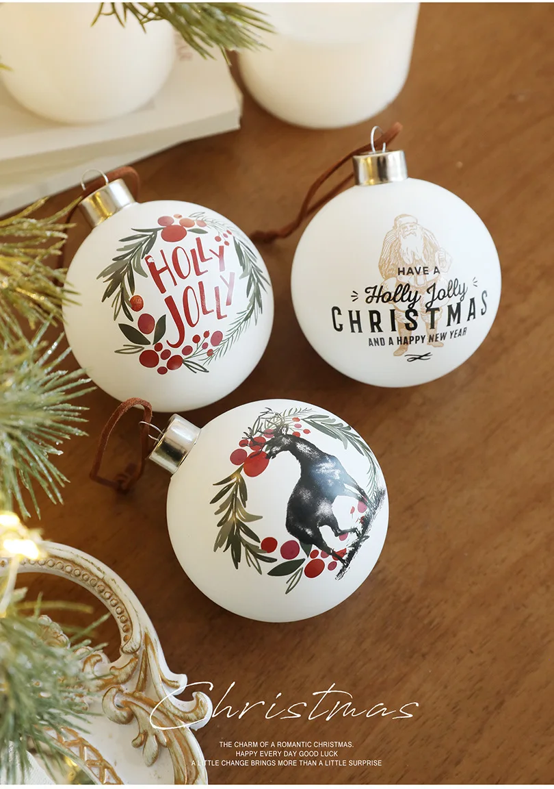 product vintage neutral hanging baubles glass christmas balls christmas ball tree ornaments for winter holiday xmas tree decor-4