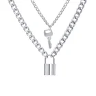 Lock Chain Lock Pendant Chain Choker Necklace Multilayered Lock And Key Necklace For Women Girls