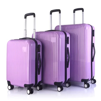 Hot-Sale Factory Price Suitcase Fashion Design ABS+PC Purple Luggage Set For Business Travel Customized Glossy Trolley Suitcase