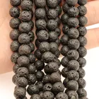 Black Stone Wholesale Natural Black Lava Volcanic Round Stone Loose Beads For Jewelry Making 4mm 6mm 8mm 10mm 12mm 14mm