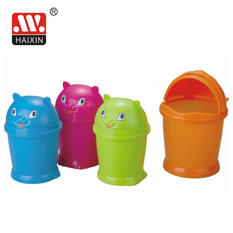 Haixing Hot Sale Plastic Cute Garbage bin with Cat Shaped Lid Dustbin Small Desk Waste Bin