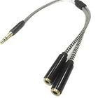 Custom High Quality 3.5mm Audio Male To 3.5mm Audio Female Nylon Braided 2 In 1 Audio Cable