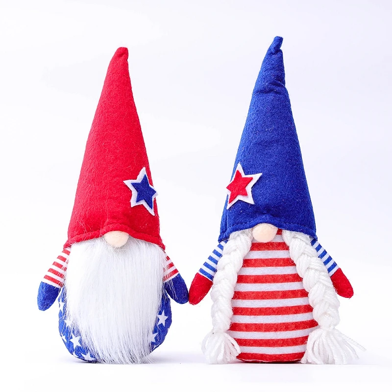 independent day gonk striped star faceless plush doll gnome
