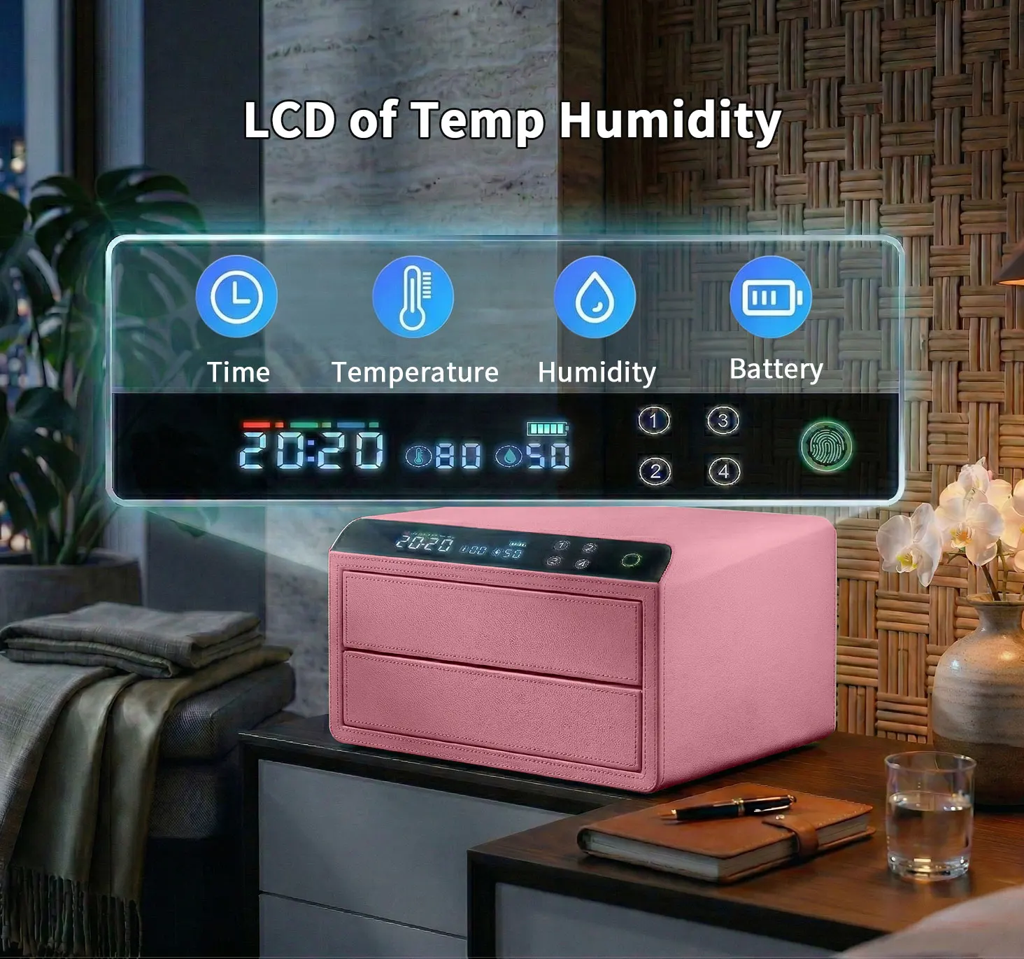 dr 1272 ft ceqsafe smart electronic safe box anti theft smart touch screen password fingerprint leather jewelry safe box-3