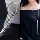 Pearl Necklace 2021 Latest Full Diamond Geometric Tassel Pendant Pearl Jewelry Long Necklace