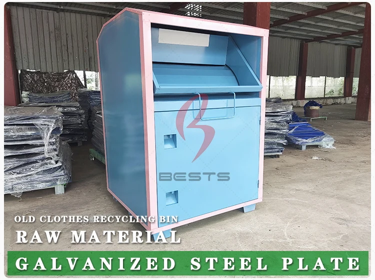 Factory Customized Large size China  Clothing Donation Box Steel Collection bin Drop Off Clothing Donation Bin