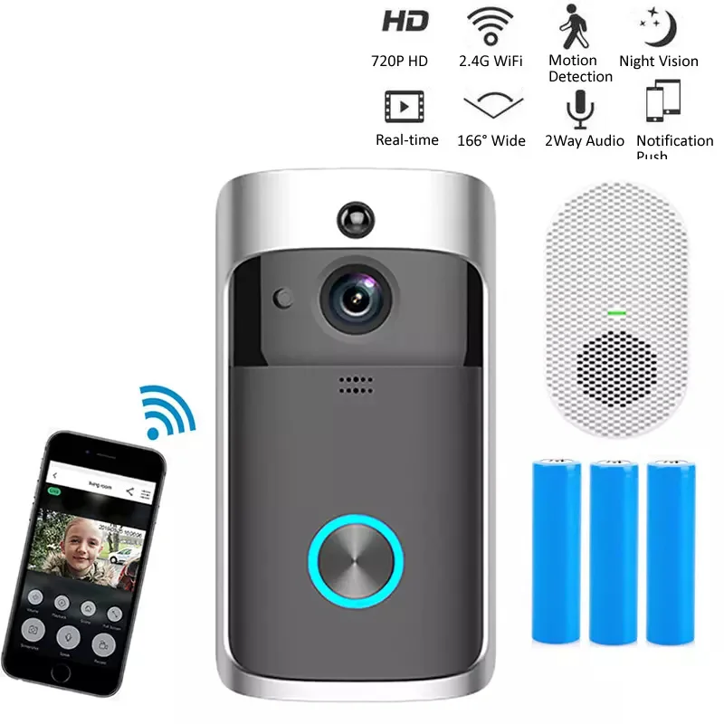 1080P Wireless Video Doorbell Camera Security Smart Wifi Camera For Apartment Outdoor With Intercom