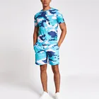 Mens Tshirt Short Sleeve Khaki Camo Print Logo Crew Neck Men T-shirt Top Tees