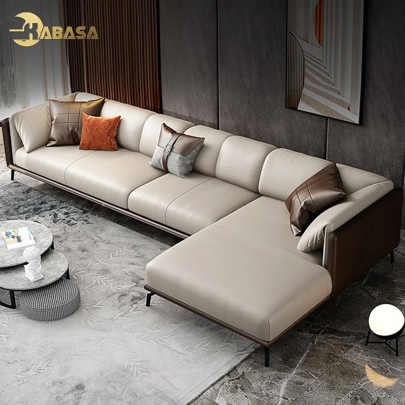 4 seater genuine leather sofa