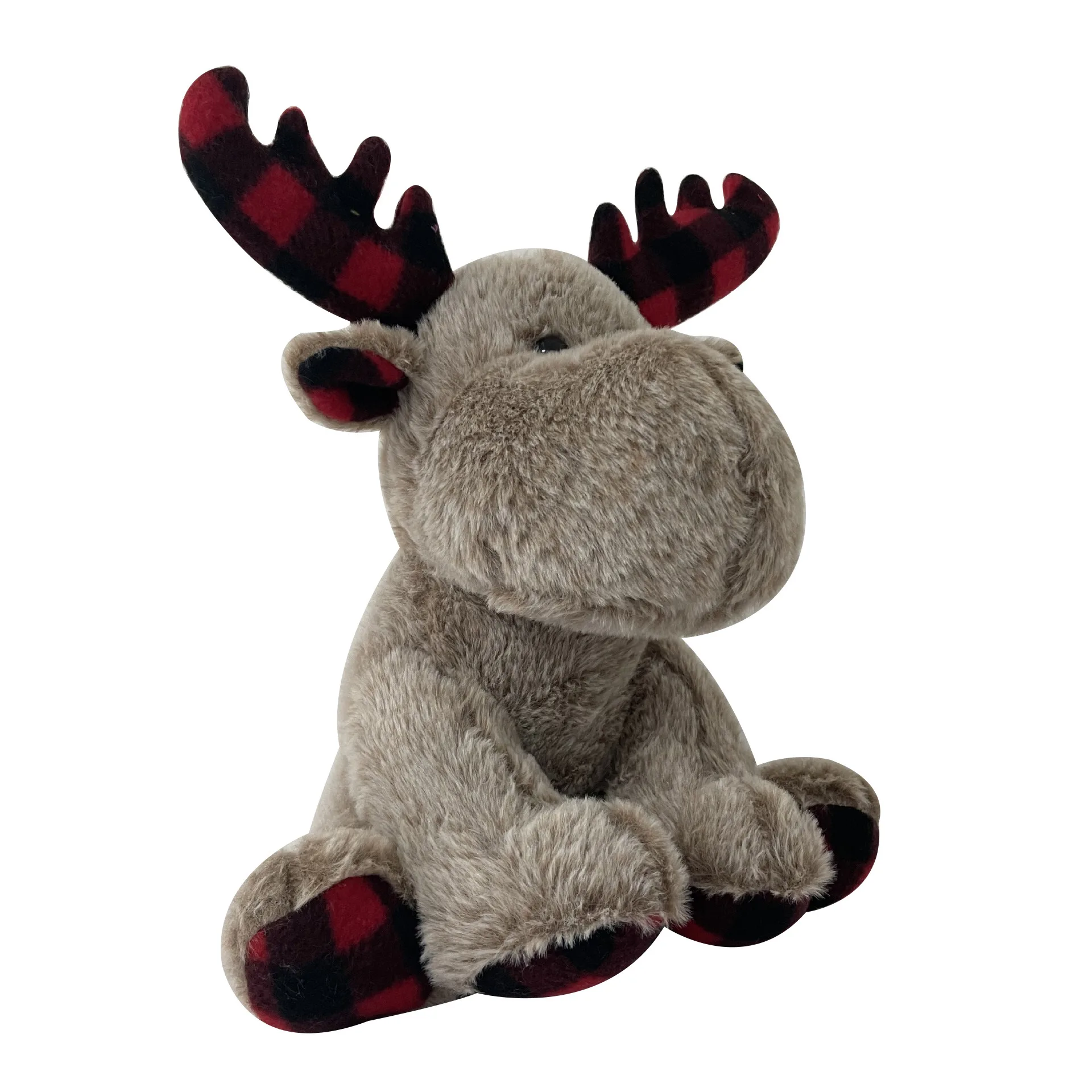 Customized Christmas deer Stuffed Animal Soft Toy Tartan Moose Plush Toy Christmas Elk Soft Toy Gift For Kids