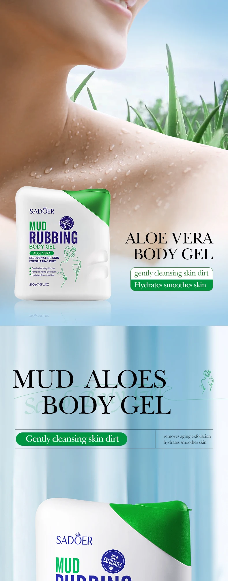 product sadoer moisturizing smoothing exfoliating scrub deep cleansing mud rubbing body gel-2