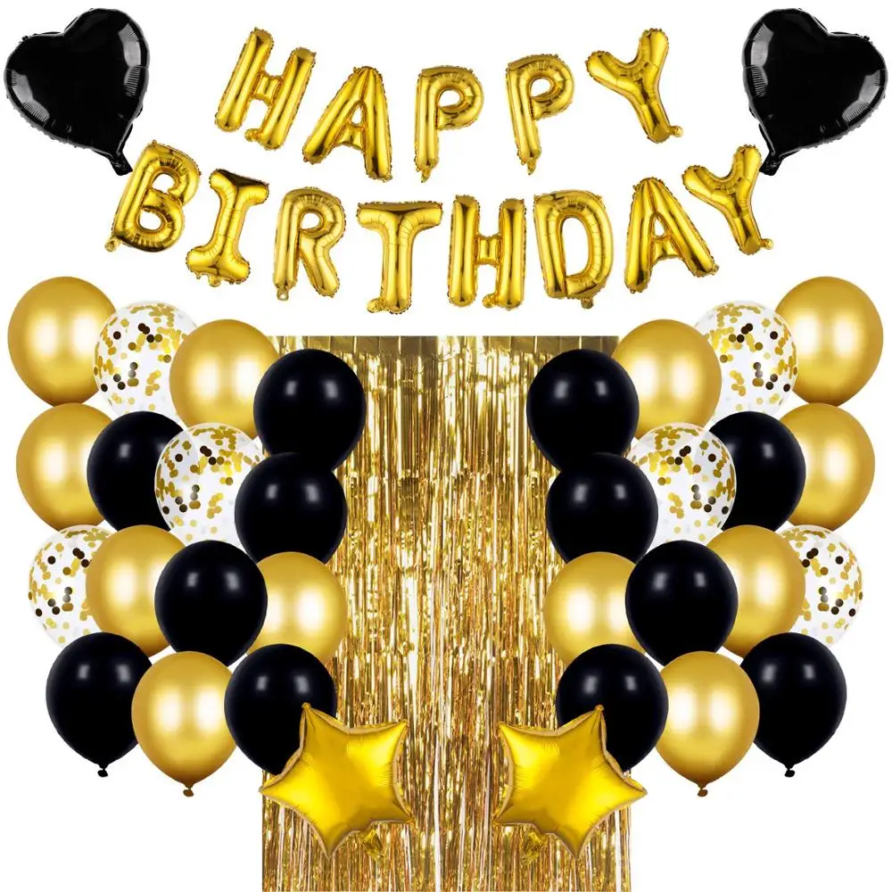 party decorations set with happy birthday balloons banner for
