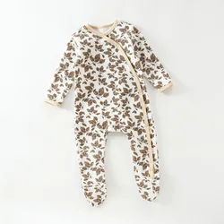 RTS autumn baby romper lovely printed newborn footed rompers soft cotton baby jumpsuits infant climbing clothes