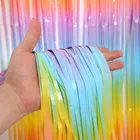 Metallic Tinsel Foil Fringe Curtain Rainbow - Tinsel Door Curtains - Party Photo Backdrop Wedding Baby Shower