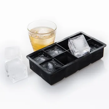 Black color Large Silicone Ice Cube Tray Molds  Easy Release Slow Melting Ice Molds