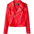 Women Leather Jacket Women Custom High Quality Spring Autumn STOCK Women Coat Red PU Leather Jacket