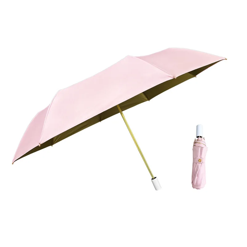 UV protection small smart umbrella aluminum alloy white handle manual folding custom umbrella with logo printing