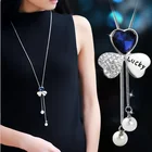 Pearl Necklace Adjustable Length Fashion Diamond Pearl Shamrock Pendant Necklace For Ladies