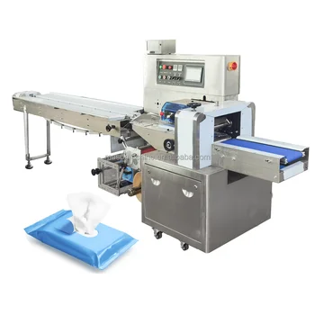 Automatic Horizontal Flow Pack Wet Wipes Packing Machine With Labeling Printing Function