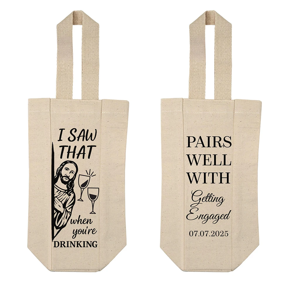 Foldable Easy to Carry Canvas Wine Bottle Gift Packing Bag Eco-friendly Customized Logo Cotton Canvas Wine Tote Bag details