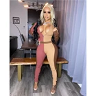 Romper Winter 2020 Casual Long Sleeve Romper Sexy Women Long Pant Jumpsuit Designer Stitching Zipper Elegant