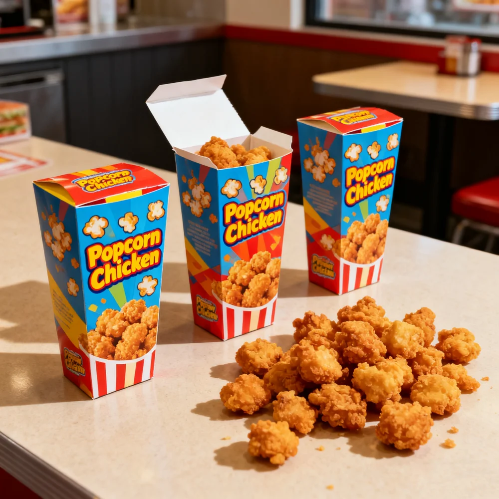 Vlastní logo Krabička na smažená kuřecí křidélka Rychlé občerstvení s sebou Jídlo na hamburger Hranolky na hamburgery Balicí krabice na smažené kuře pro váš vlastní produkt