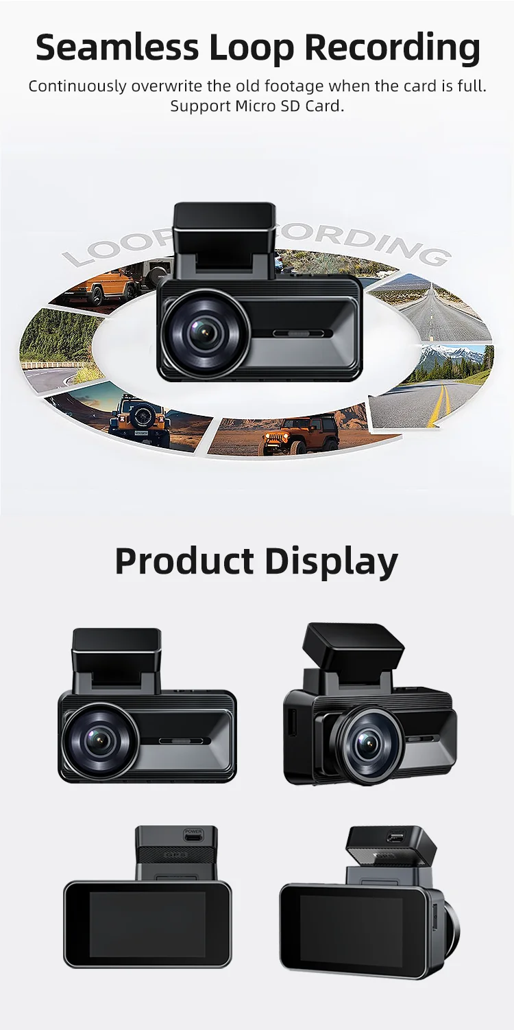 Factory Outlet HDR TOUCH VERSION Dual Lens Wifi Camera 3 Inch IPS LCD Display with 2k+1080P GPS Tracking and Speed for Agent factory