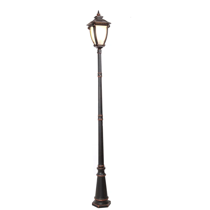 Hot sale antique outdoor street light traditional lantern aluminum garden wall solo lamp post top panel led lights non-solar